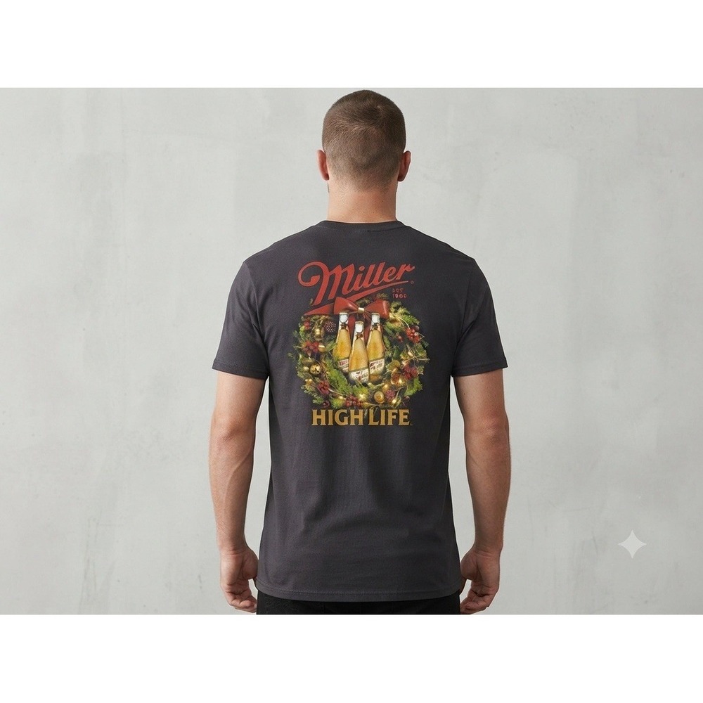 Miller High Life Holiday T-shirt Black Beer Shirt Size Small